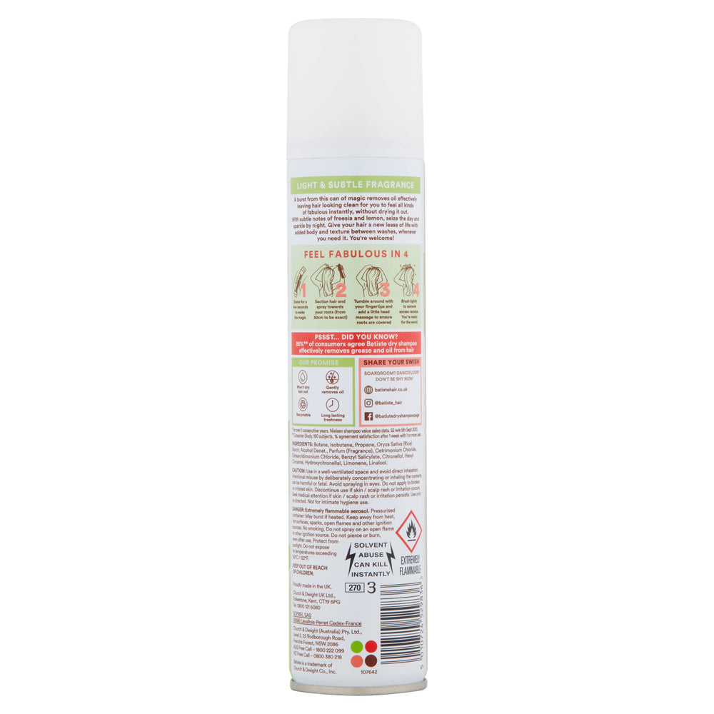 Batiste Bare absorbs oils at roots for a clean look