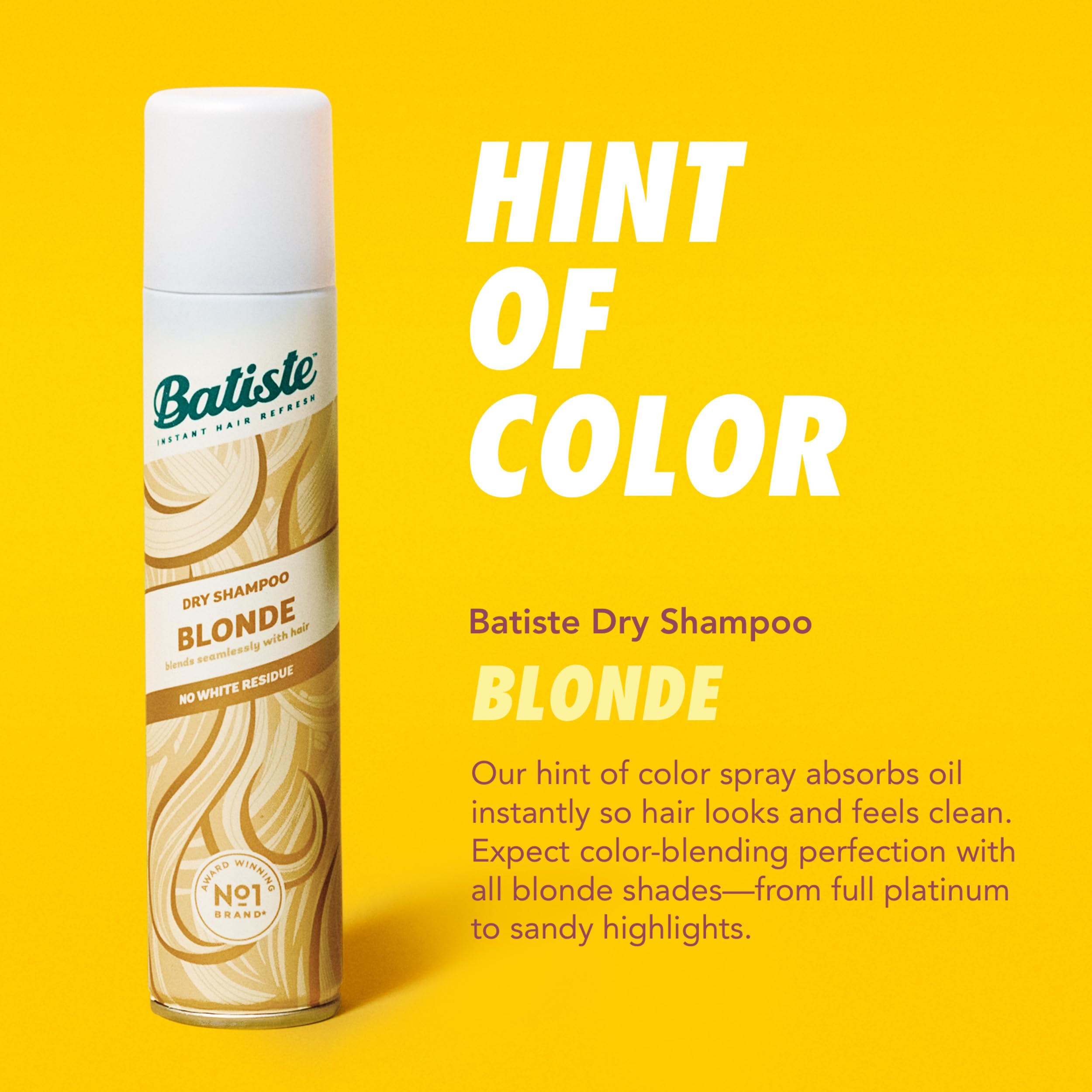 Batiste Rubio Champú Seco aplicado en raíces para refrescar sin agua.