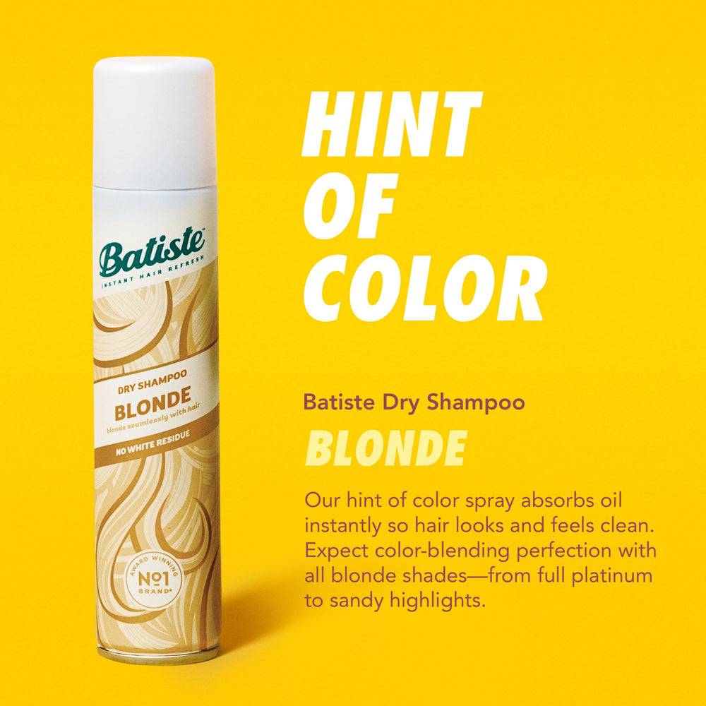 Batiste Rubio Champú Seco aplicado en raíces para refrescar sin agua.
