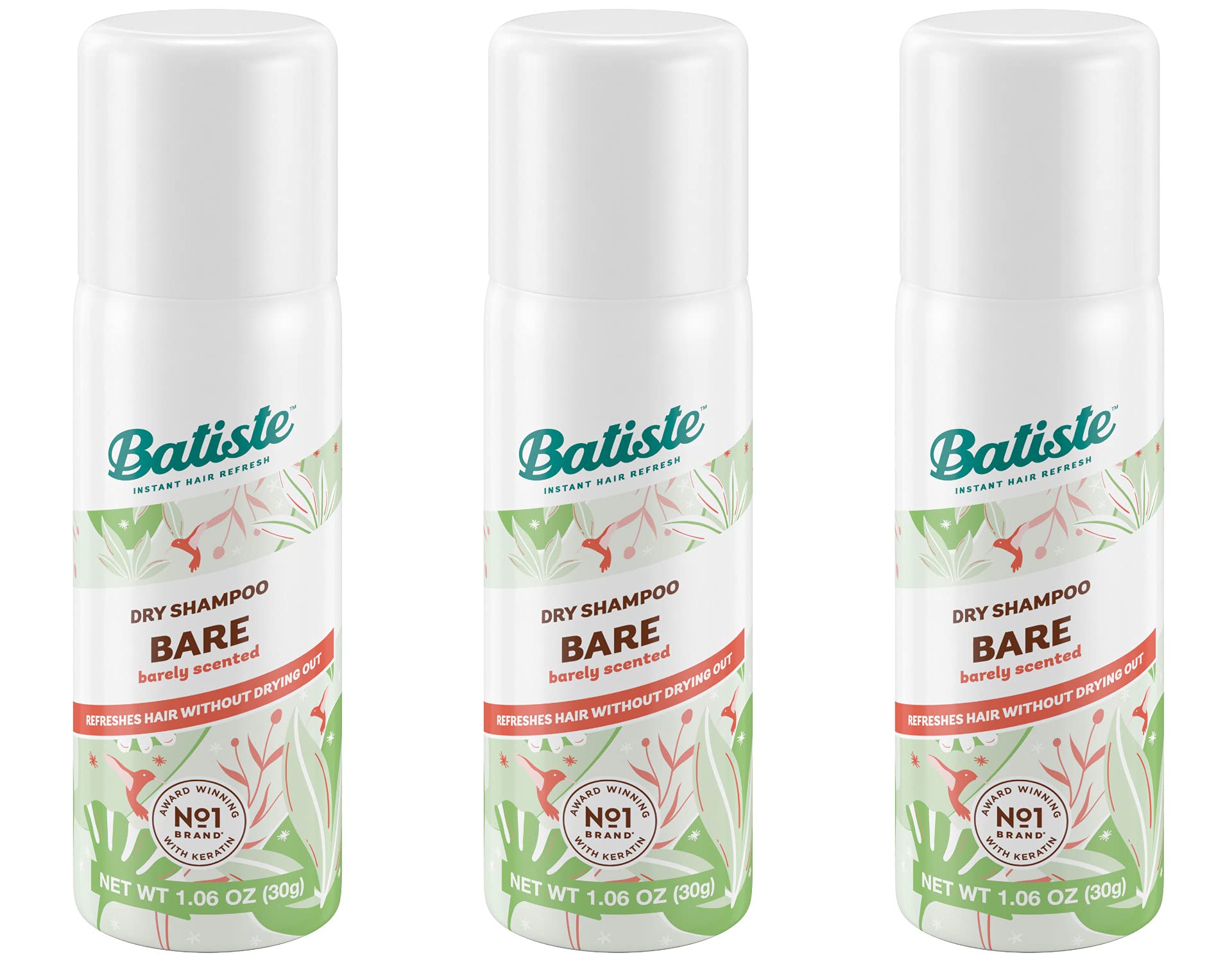 Batiste Bare Mini champú seco para viaje, refresca entre lavados sin agua