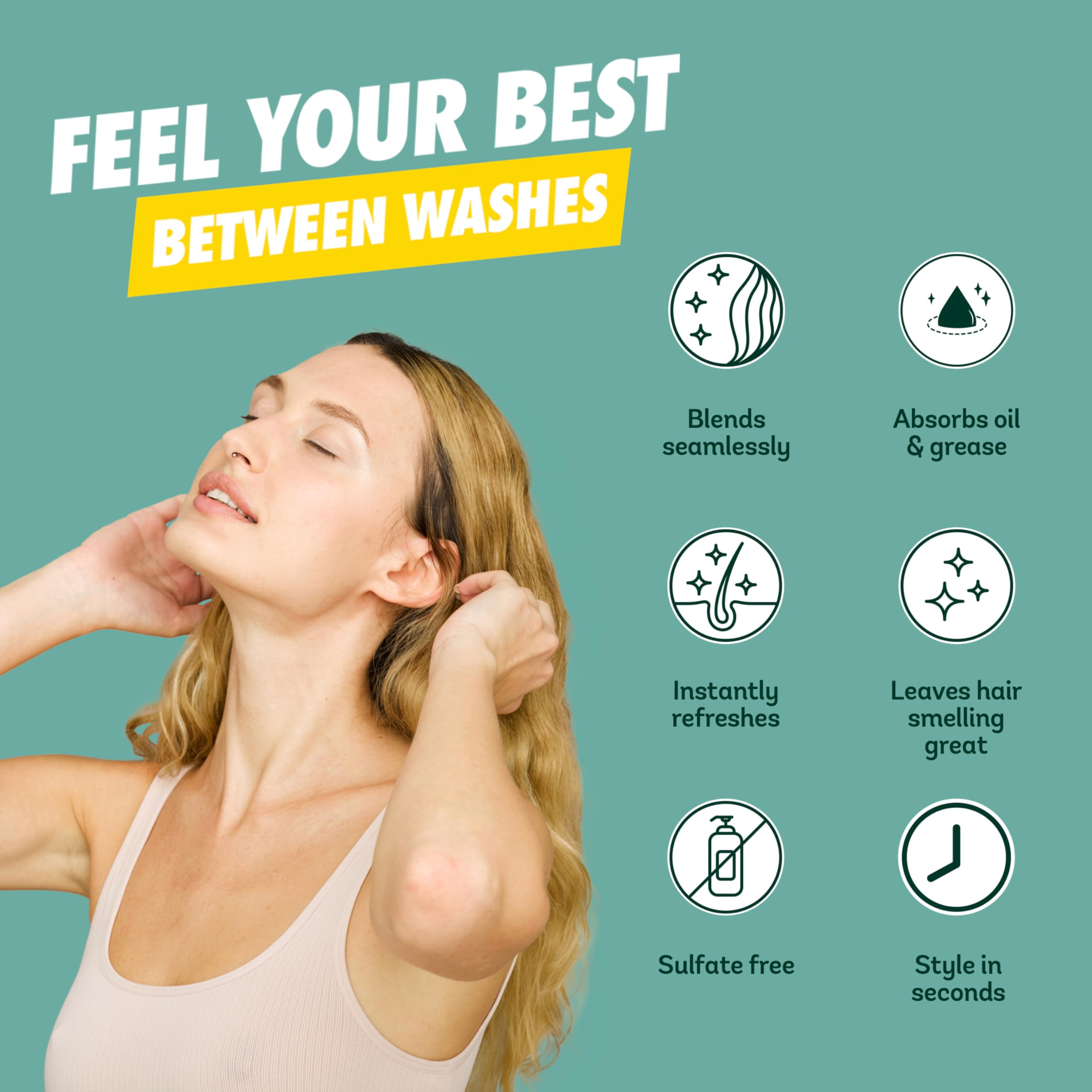 Batiste Cherry dry shampoo between washes for quick refresh.