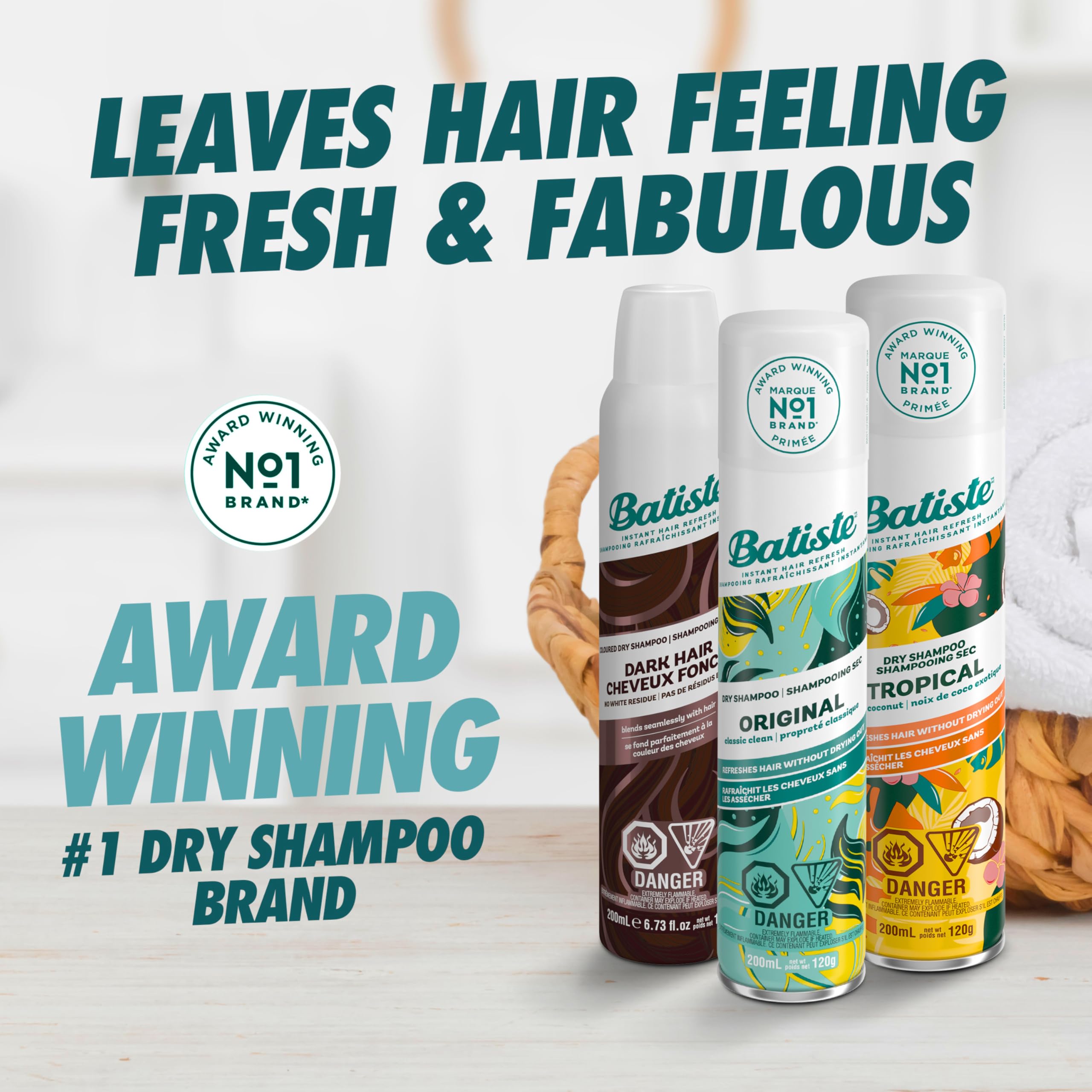 Batiste Cherry dry shampoo spray mist restoring volume.