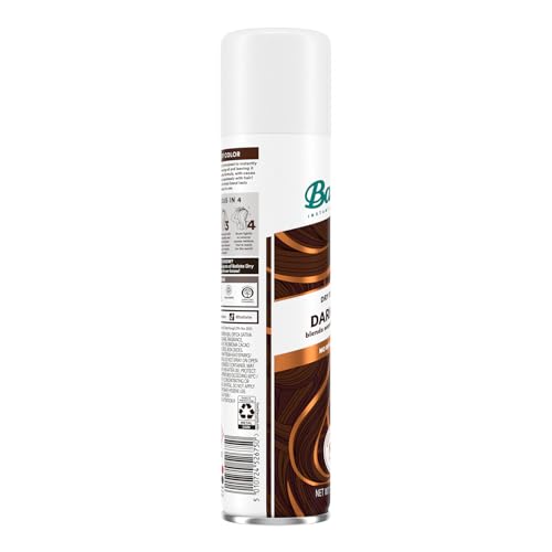 Batiste Dark Dry Shampoo spray demonstrates easy root refresh and texture boost.