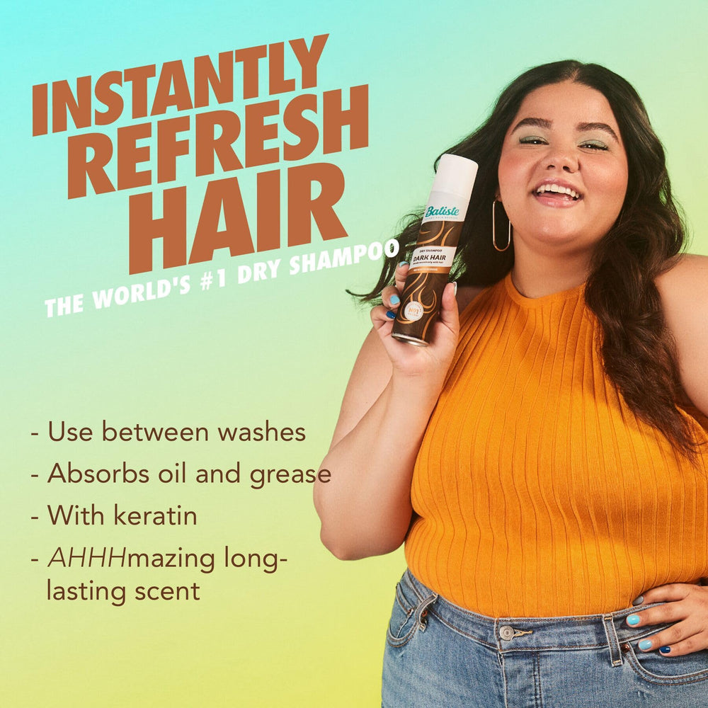 Batiste Dark Dry Shampoo adds texture and body to dull hair.