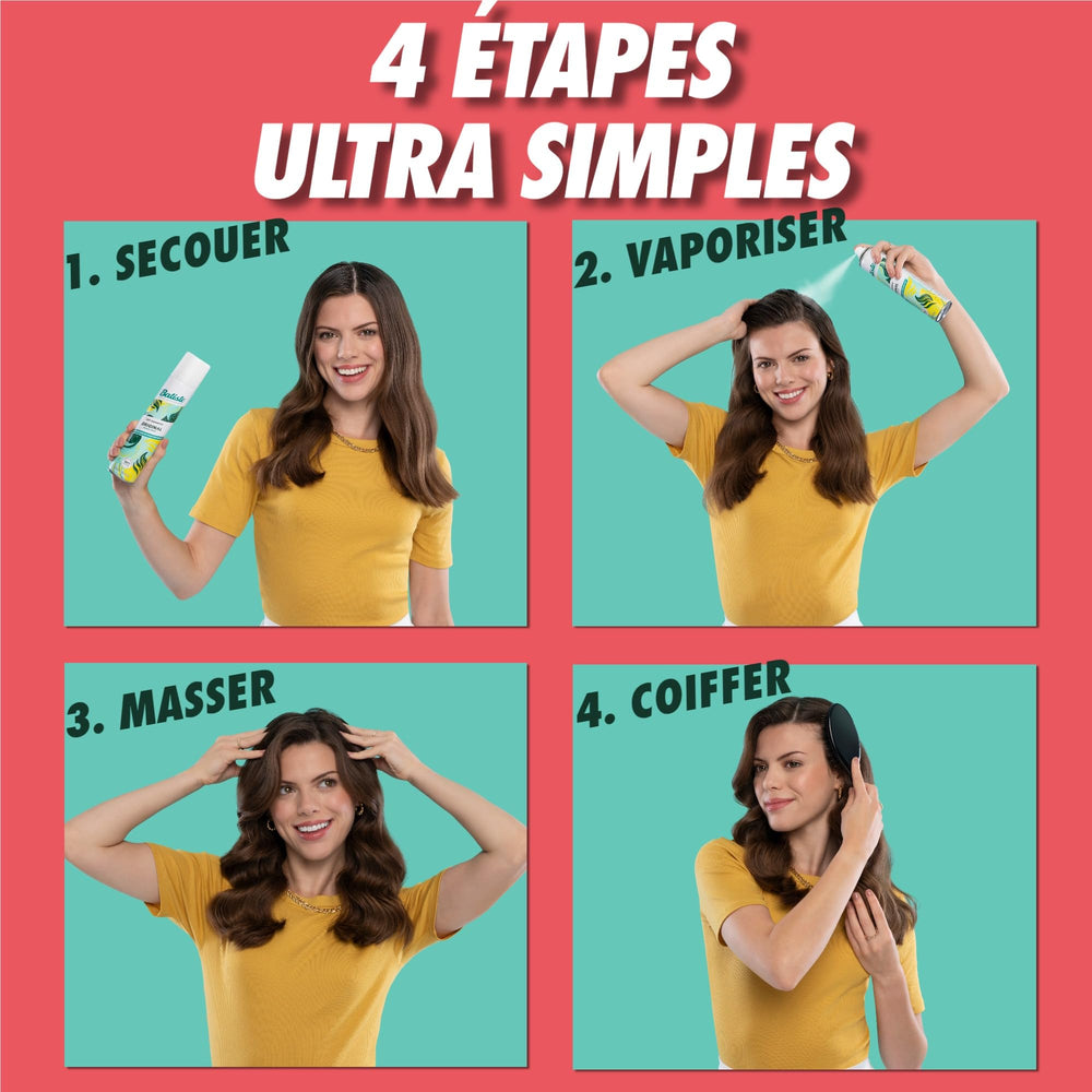 Batiste Dry Cherry packaging on display to boost hair confidence.