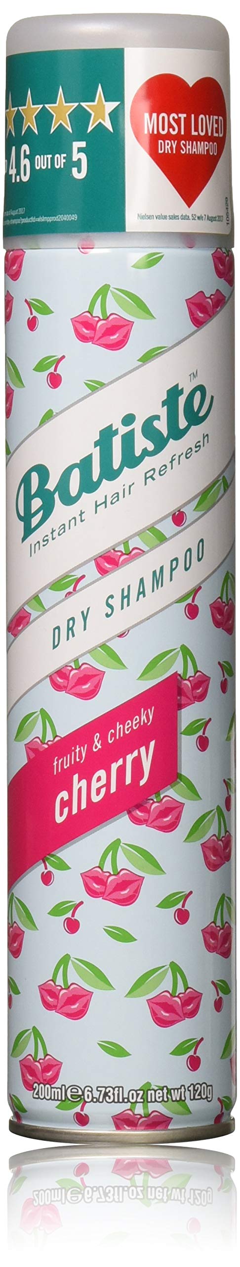 Batiste Dry Cherry shampoo bottle offering instant hair refresh for all hair types.