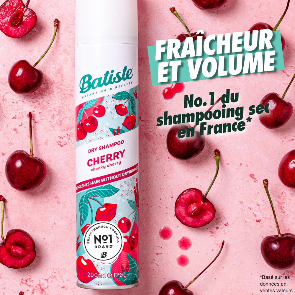 Batiste Dry Cherry spray nozzle close-up for fast root refresh.