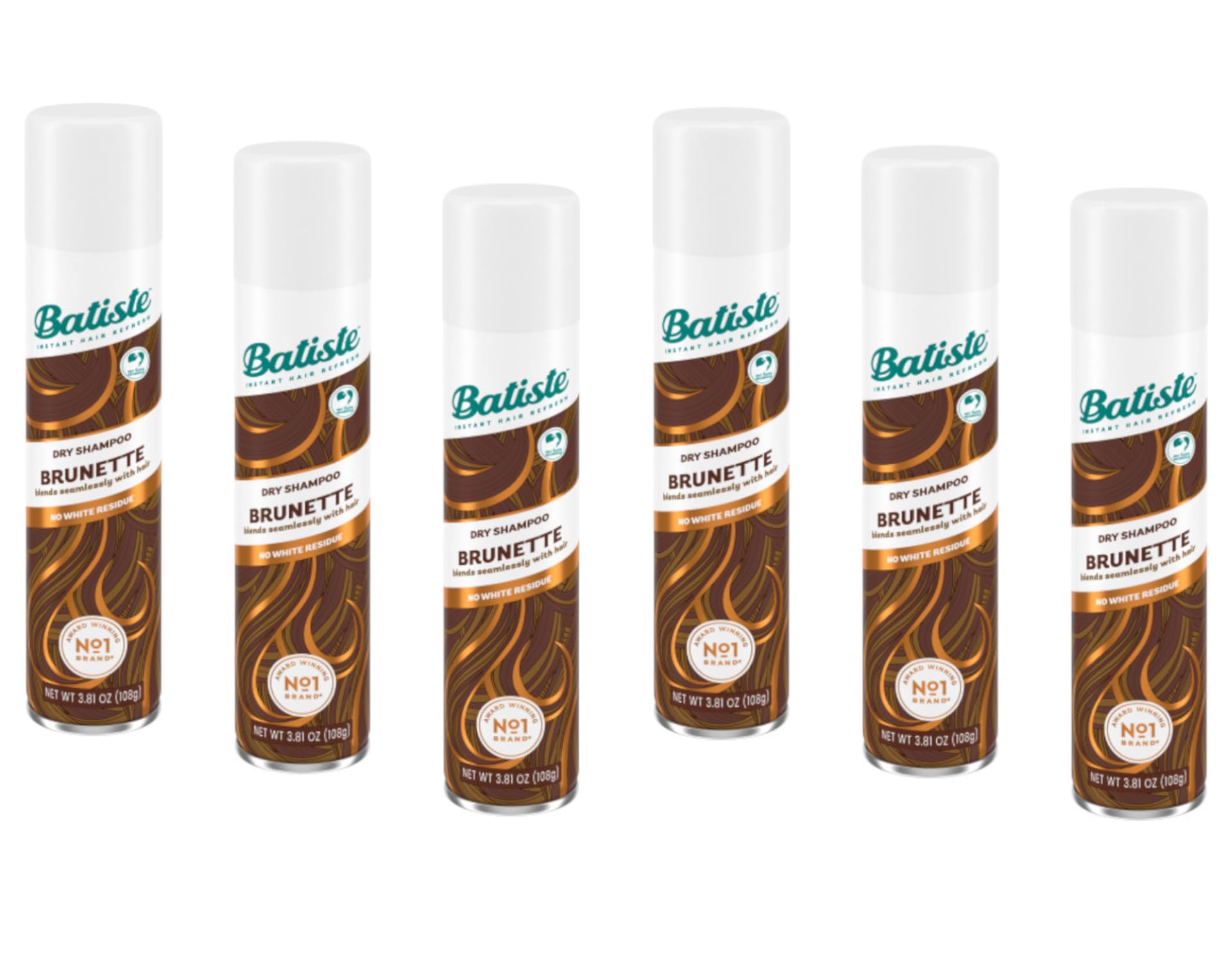 Batiste Dry Shampoo Brunette 6-pack can front refreshes hair between washes