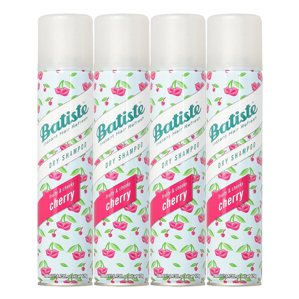 Batiste Cherry dry shampoo bottle front view highlighting fragrance and freshness