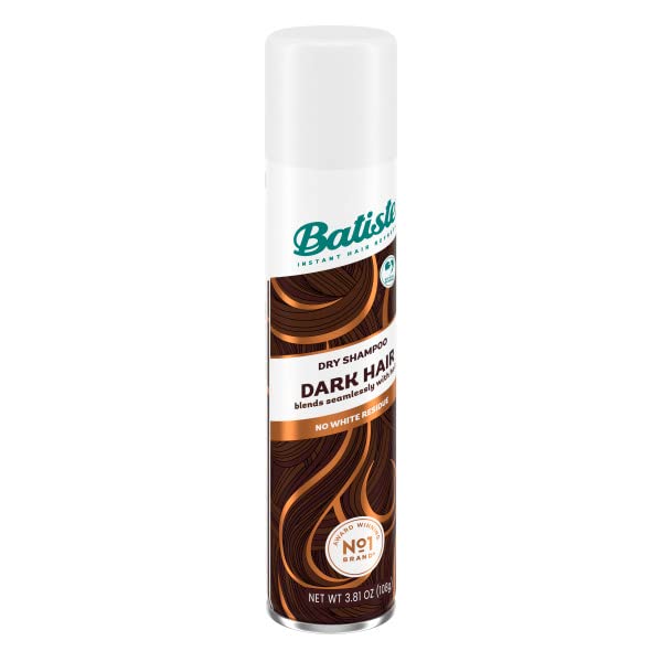Batiste Dry Shampoo label detail highlighting shade and brand.
