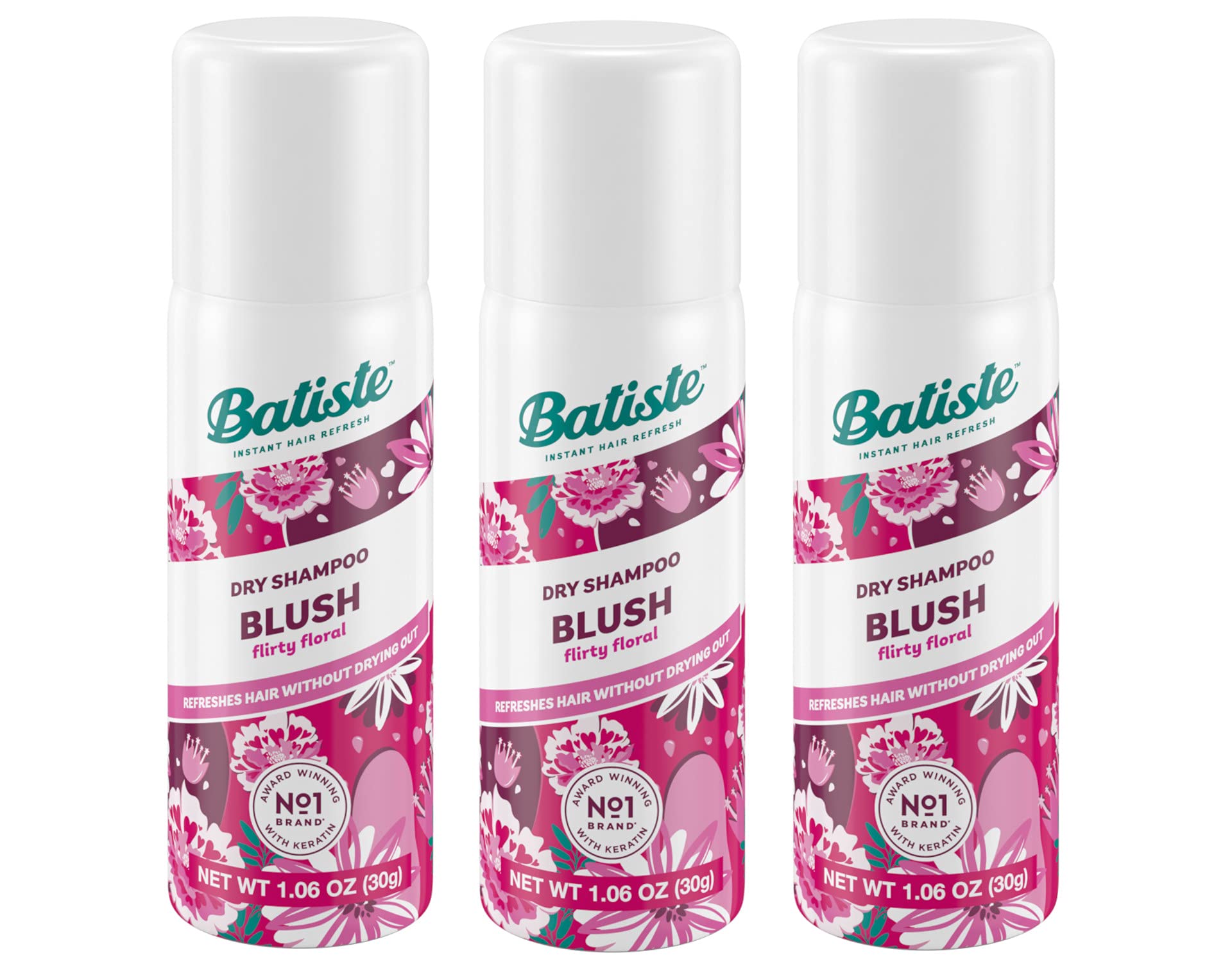 Batiste champú seco Floral y Frutal Rosado, botella para refrescar el peinado rápidamente.