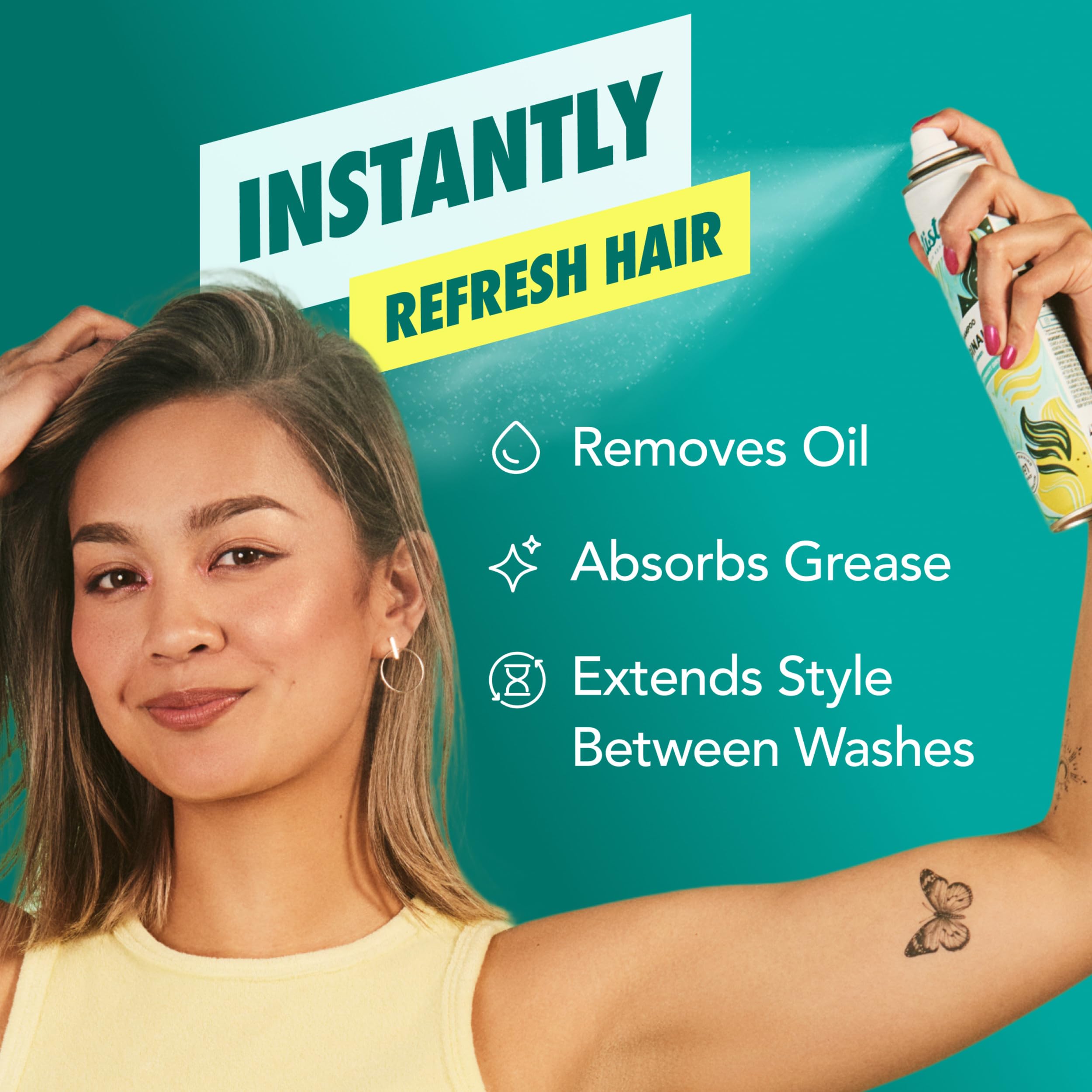 Batiste Original aplicación en raíces para eliminar grasa rápidamente.
