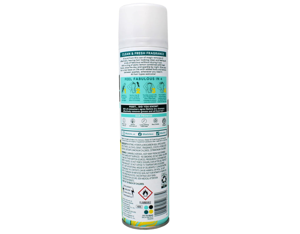 Rociado en raíces de Batiste Original Champú Seco para revitalizar el cabello.