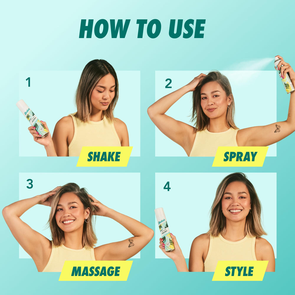 Hair refresh between washes with Batiste Original on the go.