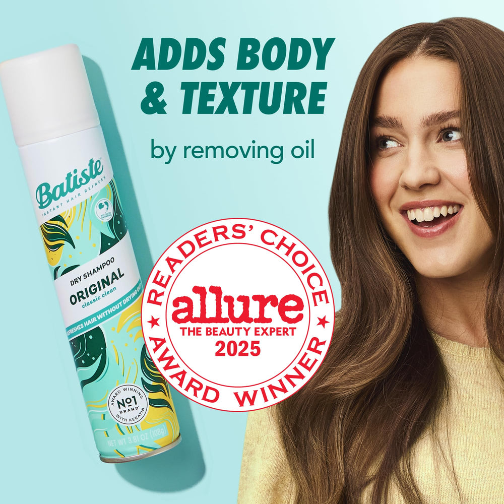 Spray action focused on roots for instant refresh with Batiste Original.