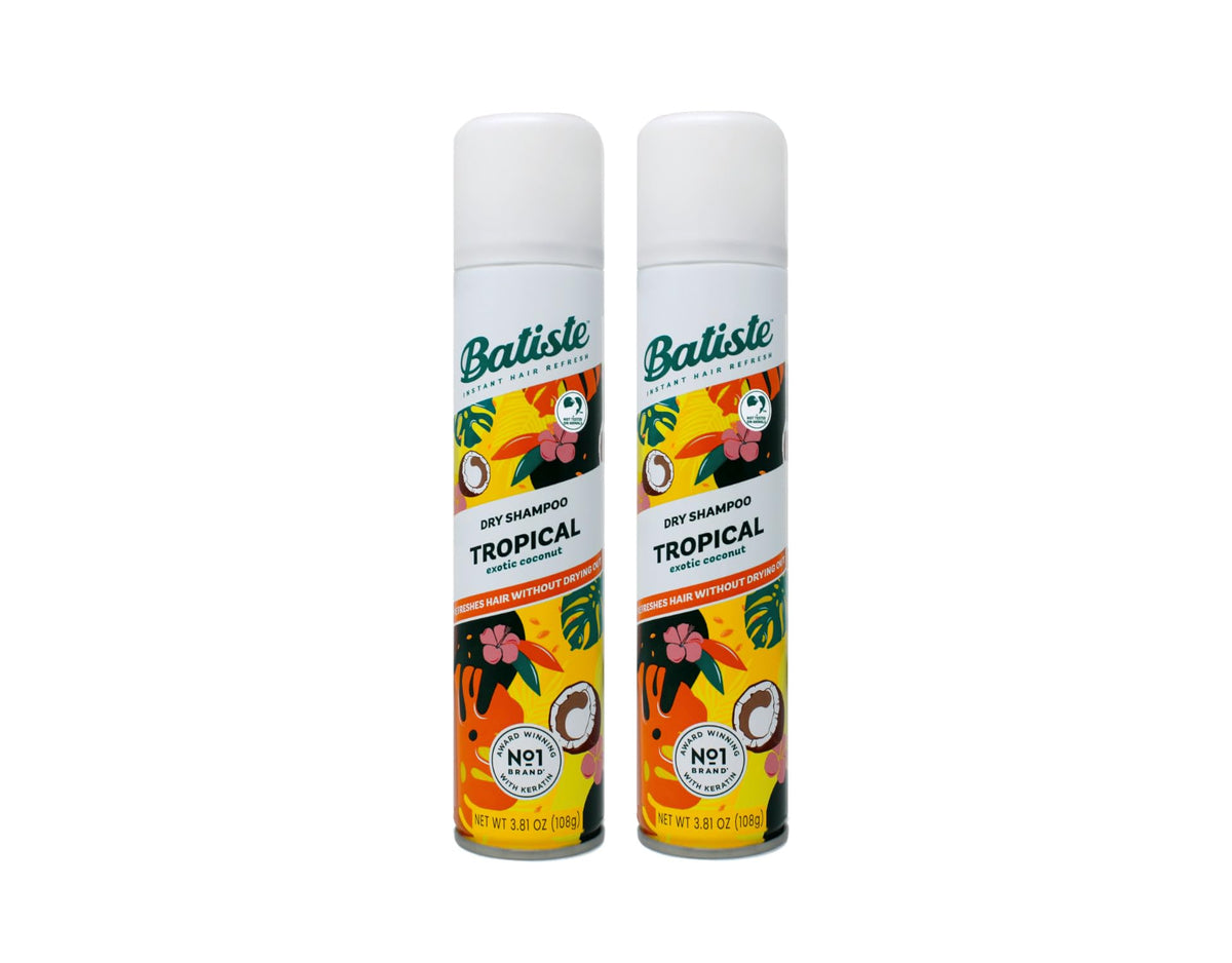 Batiste Tropical champú seco en botella: limpieza rápida entre lavados y cuerpo al instante.