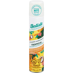 Batiste Tropical Dry Shampoo bottle pour for a quick refresh without water