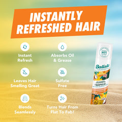 Batiste Tropical fragrance notes of coconut vanilla jasmine in a subtle scent