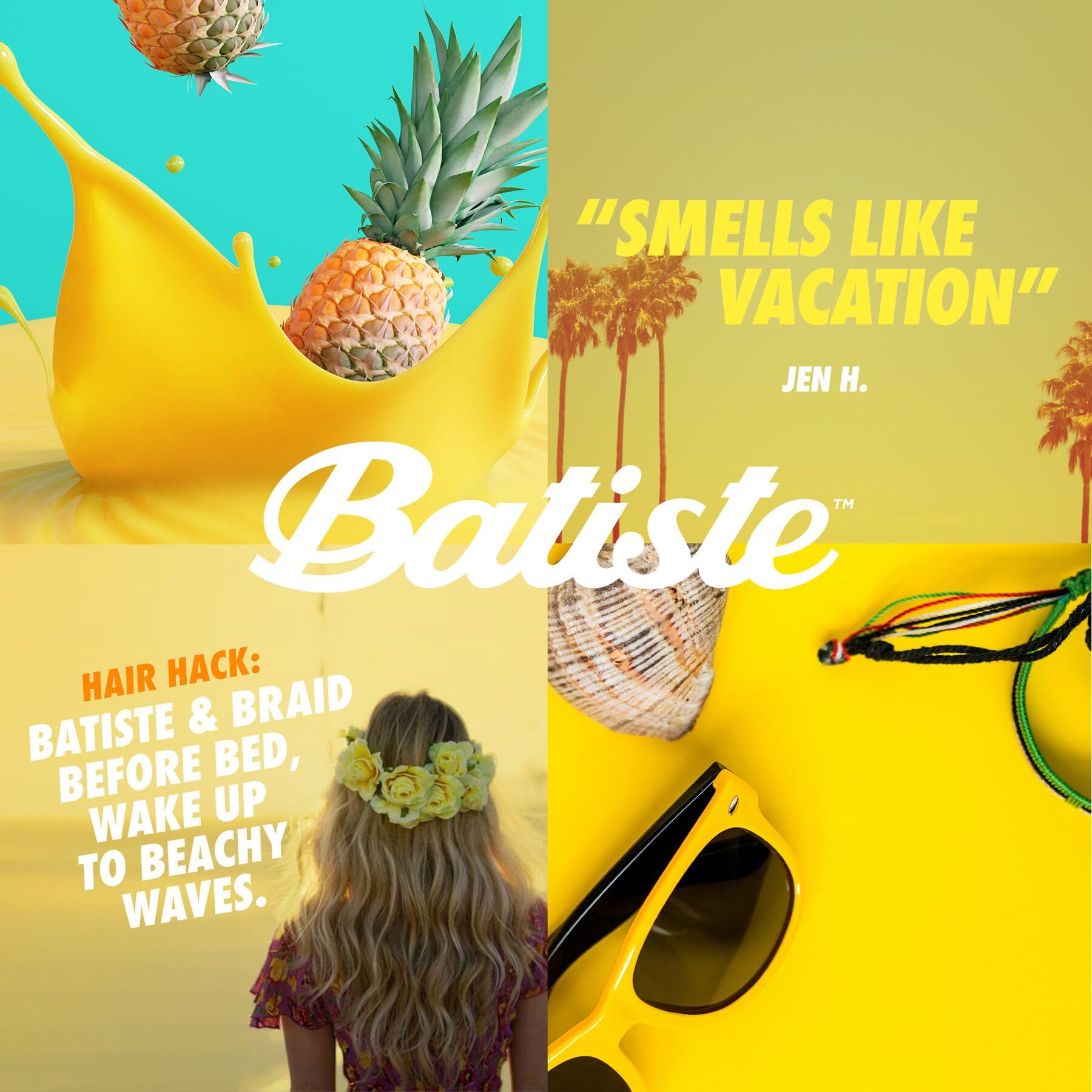 Batiste Tropical Dry Shampoo adds texture for a fuller look.