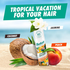 Batiste Tropical oil absorption visually shows oil removal for refreshed hair