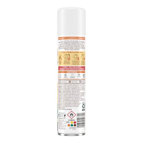 Batiste Tropical Dry Shampoo shake bottle demonstrates easy pre-use prep.