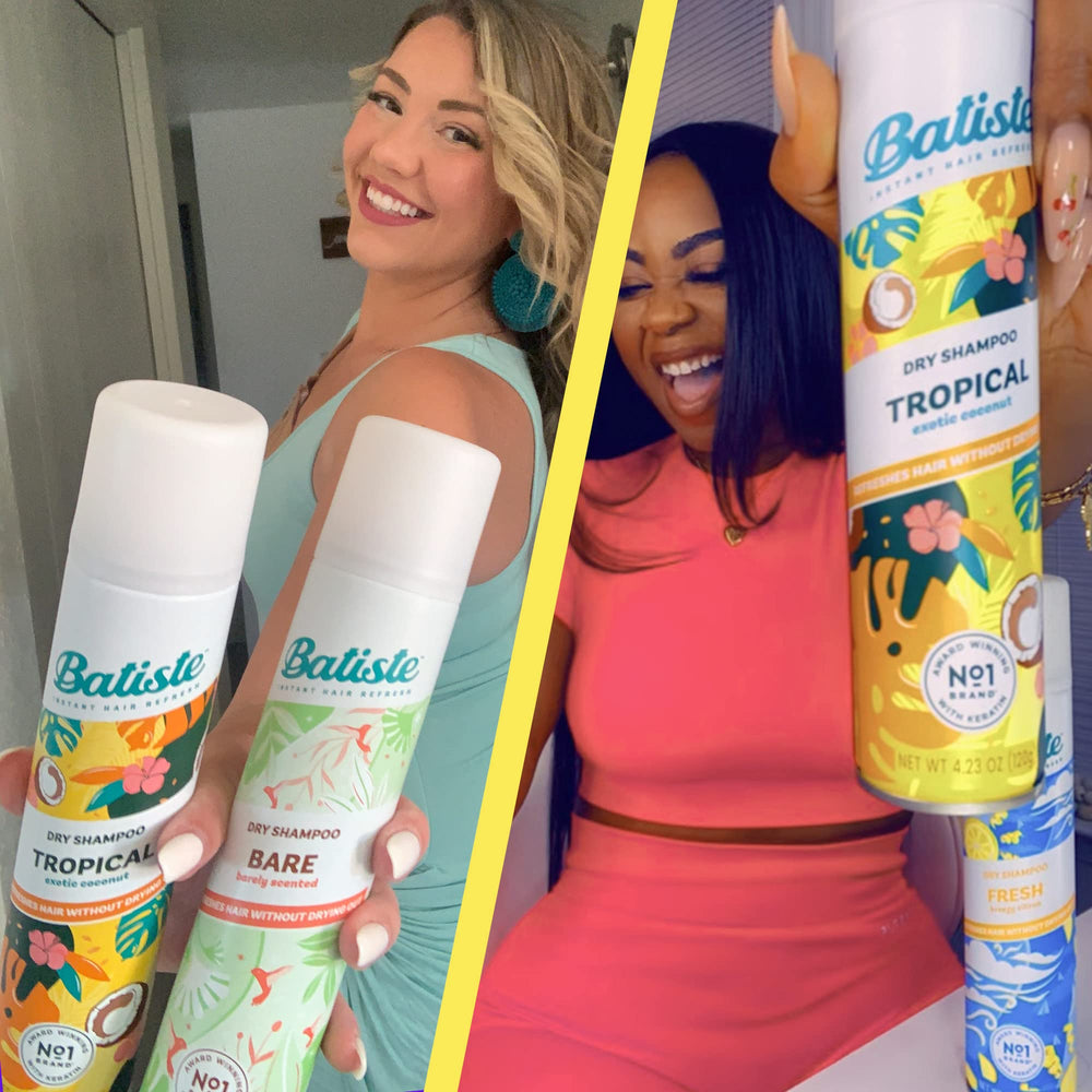 Batiste Tropical Dry Shampoo volume-focused shot suggests fuller-looking hair.