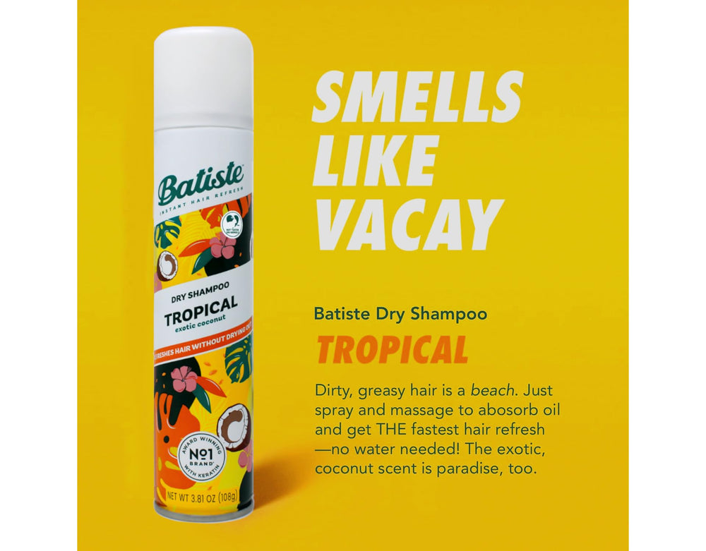 Batiste Tropical resultados limpios: sensación de cabello limpio sin enjuague.