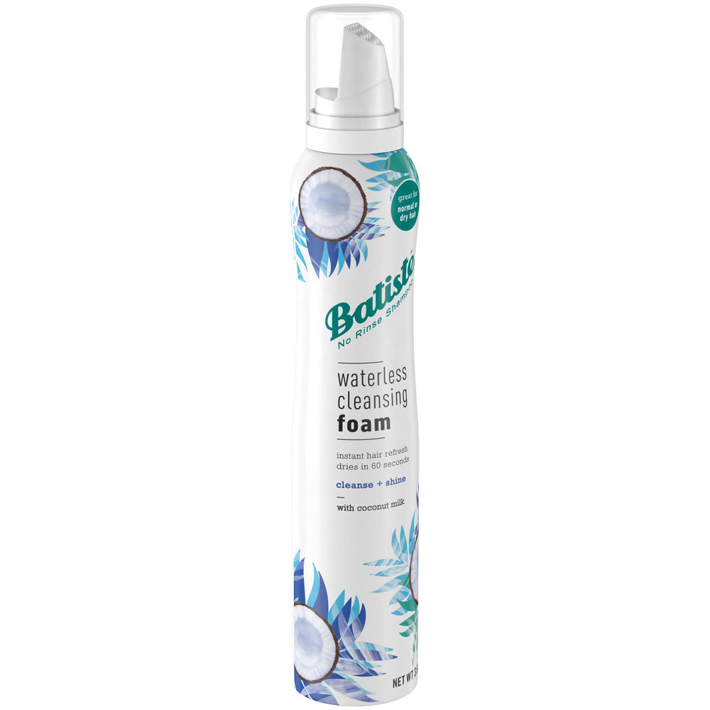 Batiste bottle on bathroom shelf conveys portable, waterless styling.