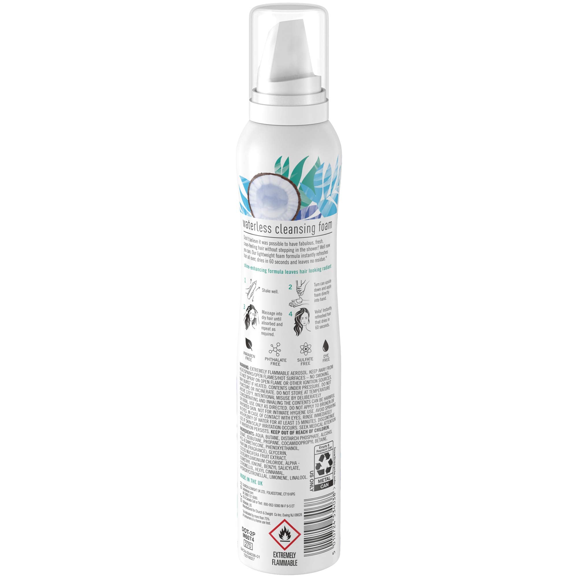 Batiste cleansing foam dispenser illustrates fast dry time between washes.