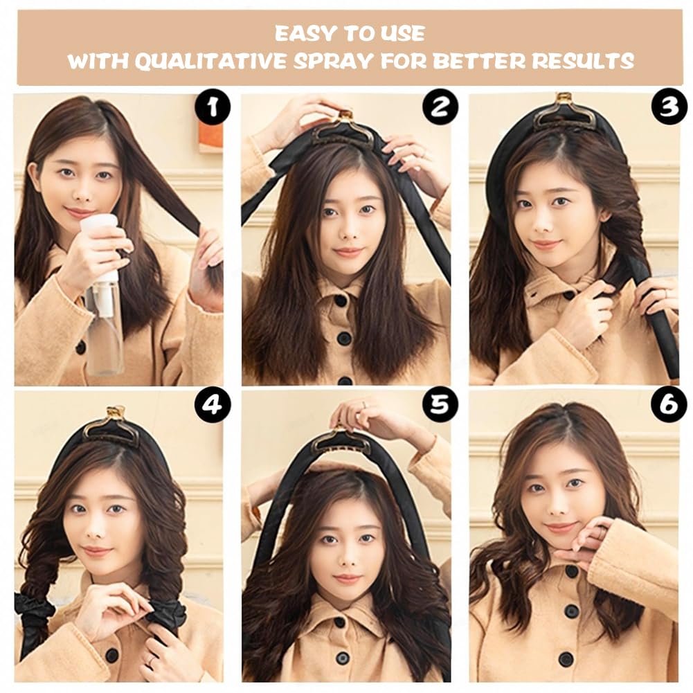 BATOUDE black headband for discreet, heatless styling.
