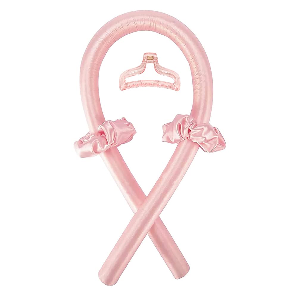 BATOUDE heatless curling headband pink ready for overnight waves and gentle styling