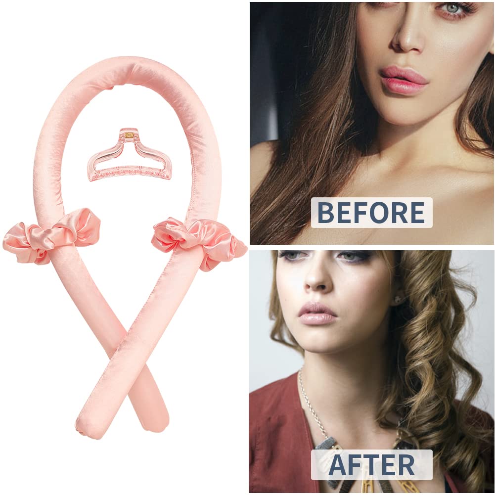 BATOUDE silk ribbon curl tool pink for no heat at home styling