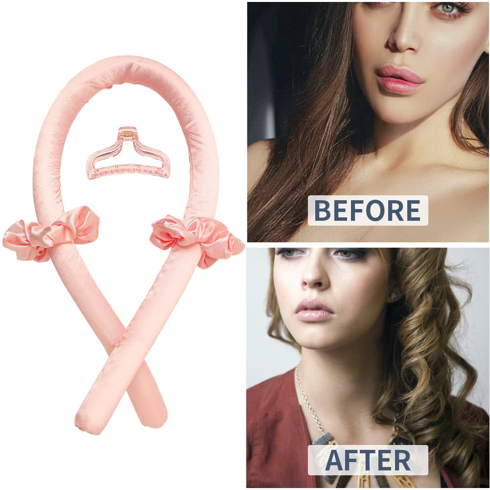 BATOUDE silk ribbon curl tool pink for no heat at home styling