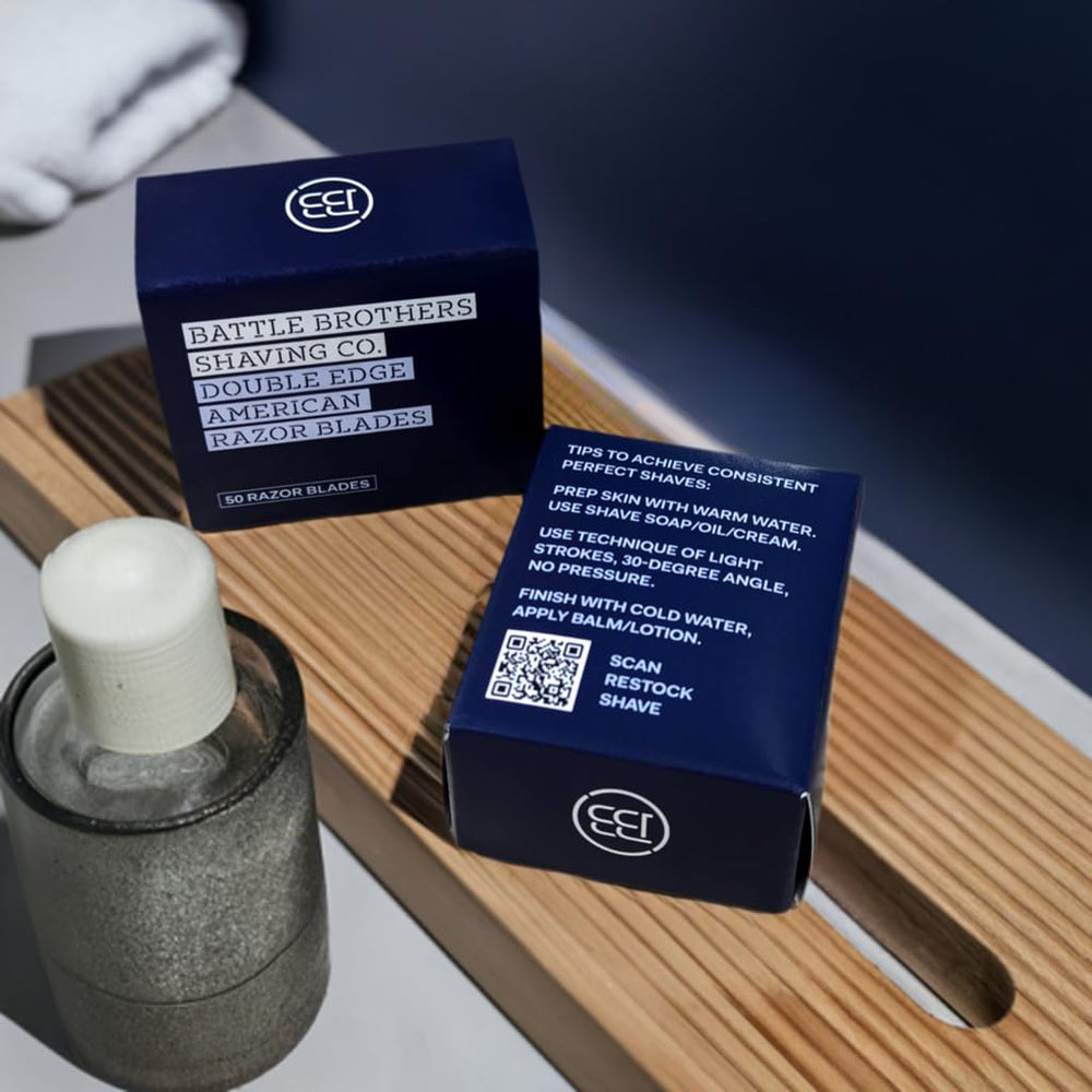 Battle Brothers DE blades value-pack for everyday shaving options.