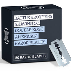 Battle Brothers Shaving Co. USA-made blades front view for a smooth shave.