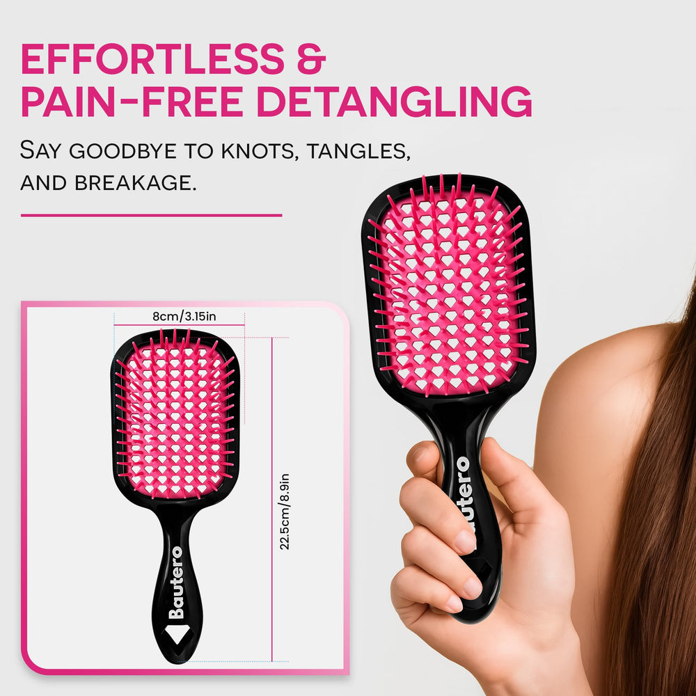 Bautero Detangler Brush removing knots on thick hair with minimal tugging.