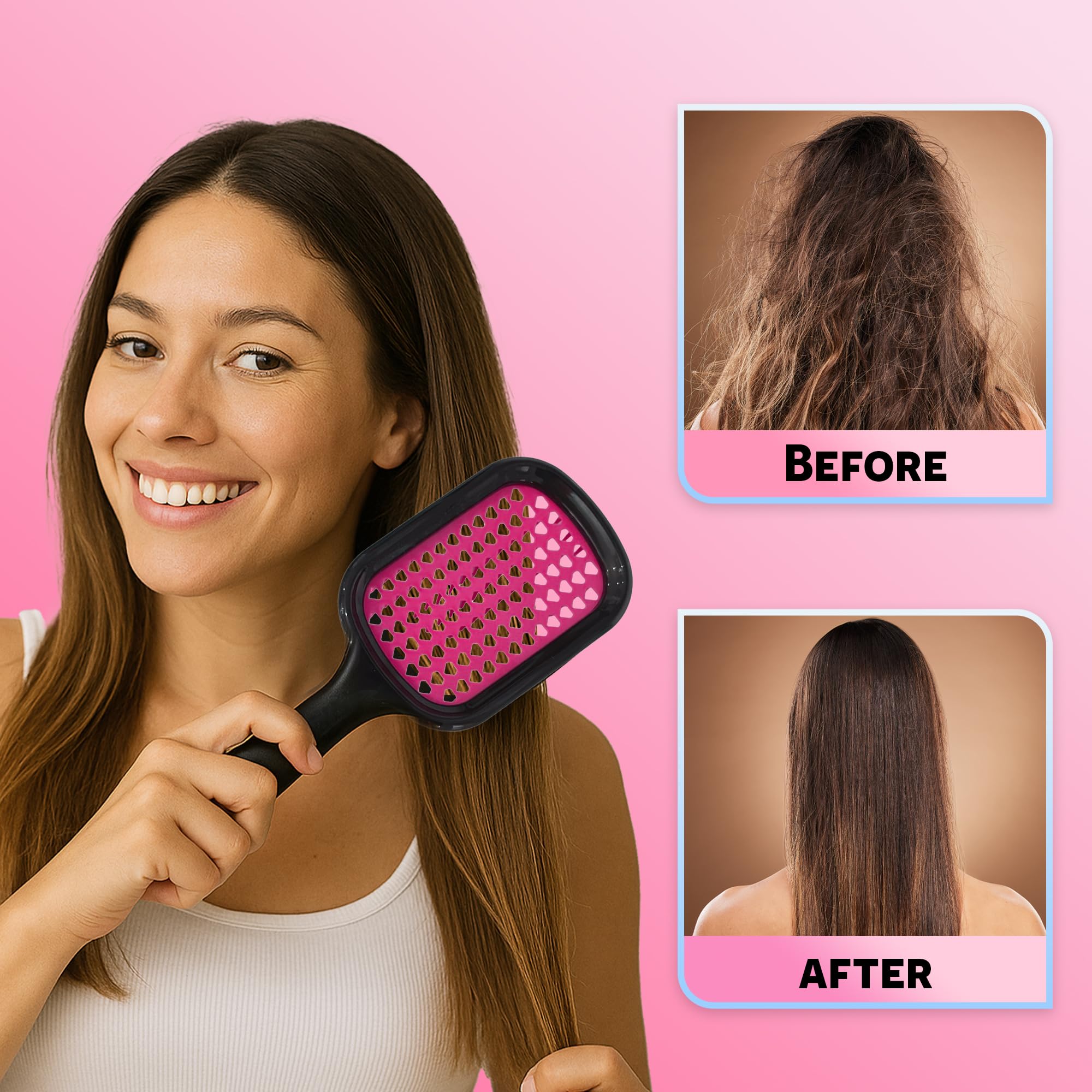Bautero Dual-curve design distributes pressure to protect strands during brushing.