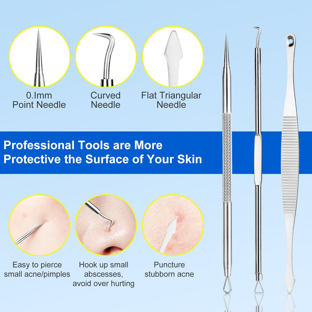 Baxrou electroplated stainless steel needles offer precise, hygienic comedone removal.