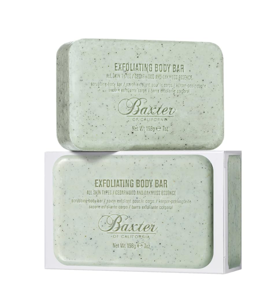 Baxter of California jabón exfoliante corporal: exfoliación suave con cedro y musgo de roble