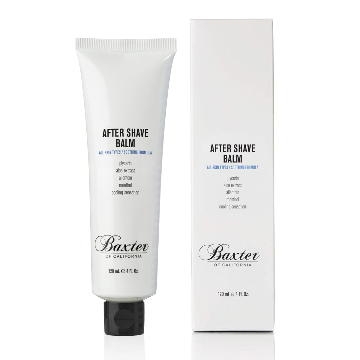 Baxter of California After Shave Balm application showing cooling relief after shaving