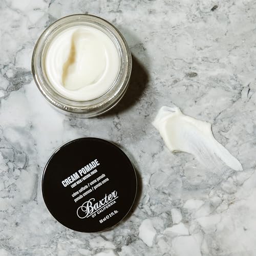 A tiny dollop of Baxter of California Cream Pomade for smooth texture.