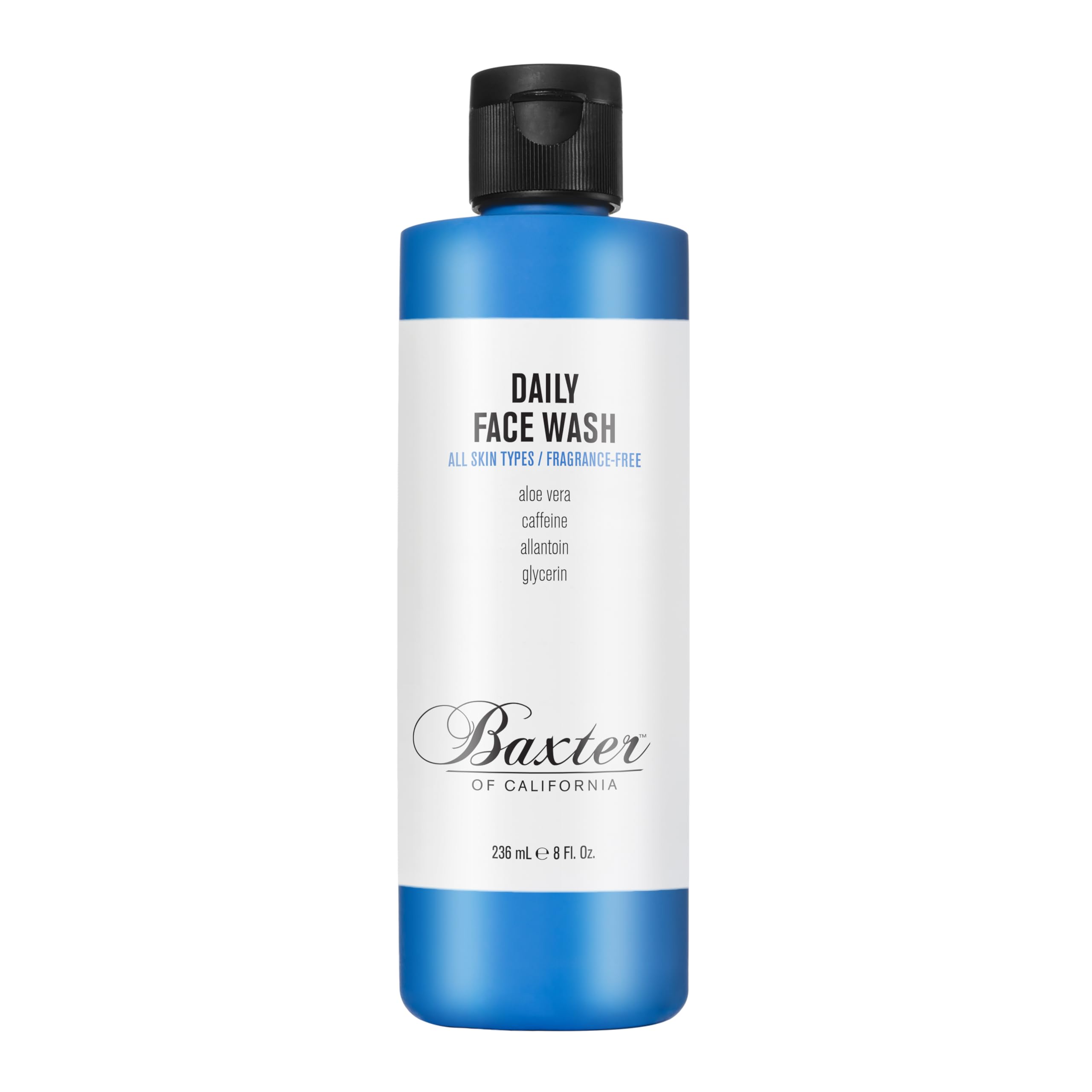 Baxter of California Daily Face Wash bottle, fragrance-free formula for all skin types.