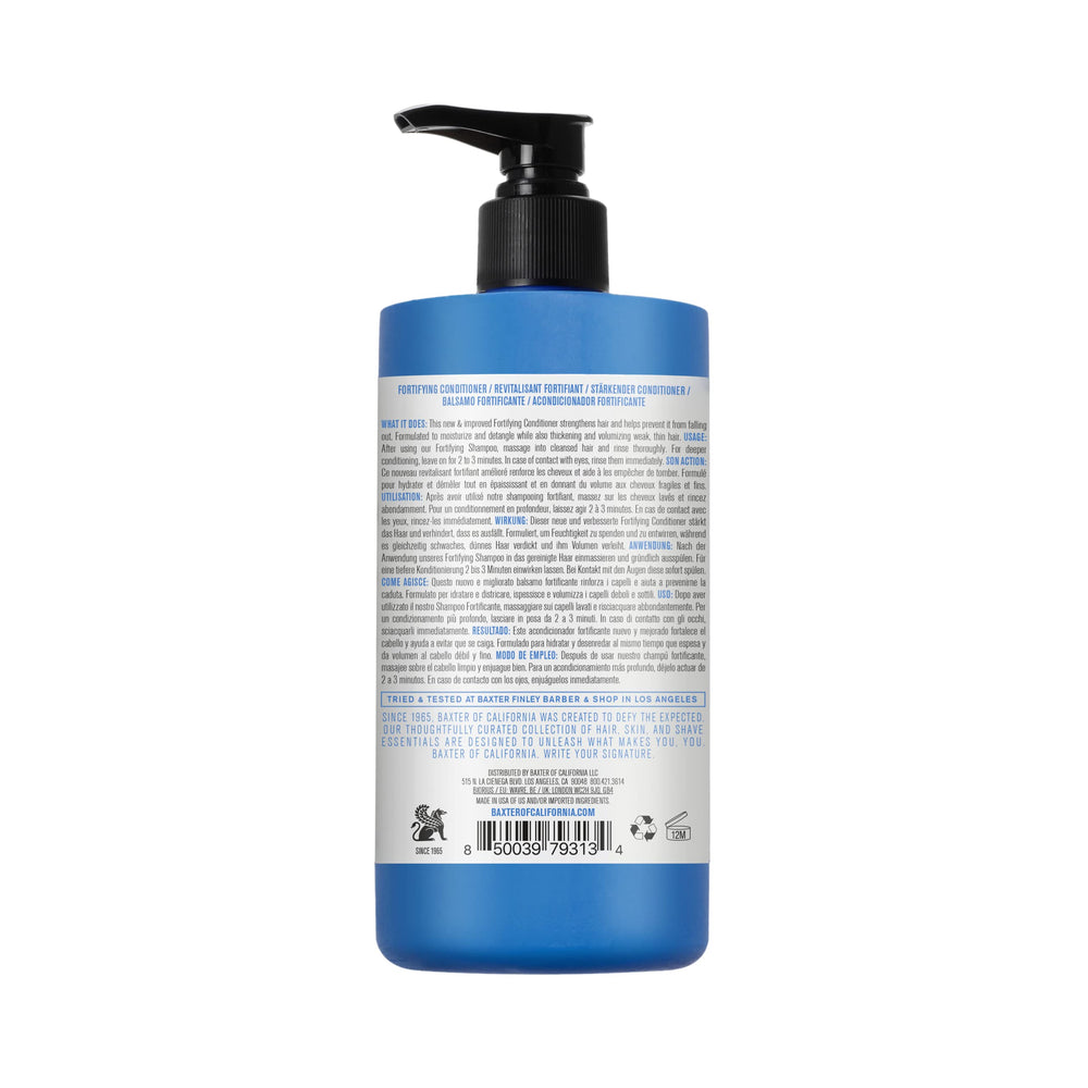Fortifying Conditioner bottle back showing ingredients and usage guidance