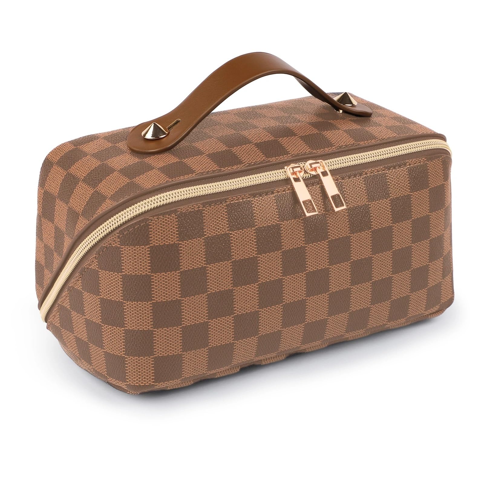 BAYANKALA Leather Travel Makeup Bag exterior shows durable, elegant design for daily use.