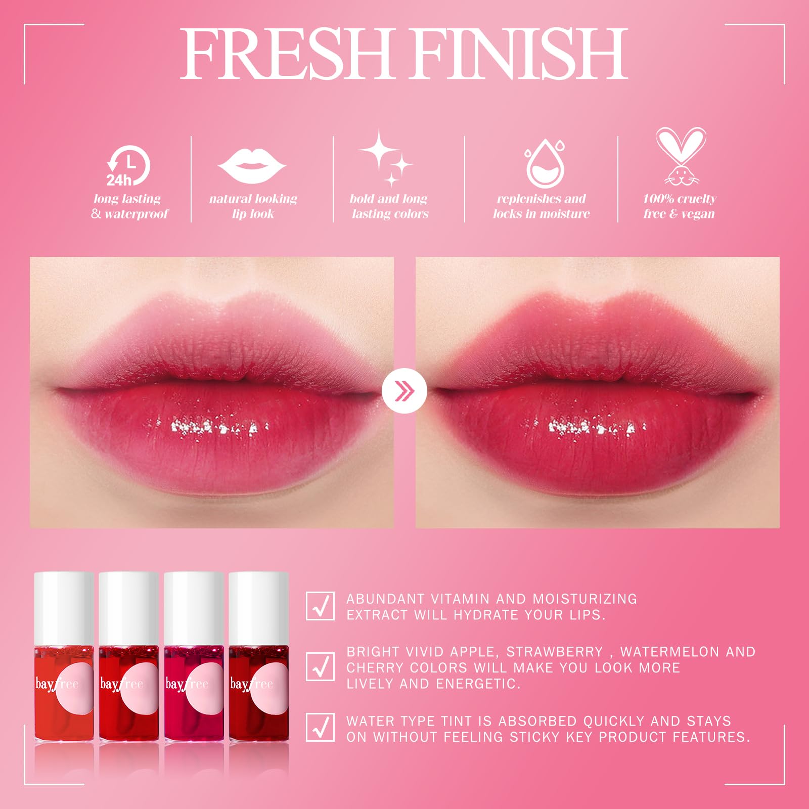 bayfree tintes labiales colores frutales para un look fresco