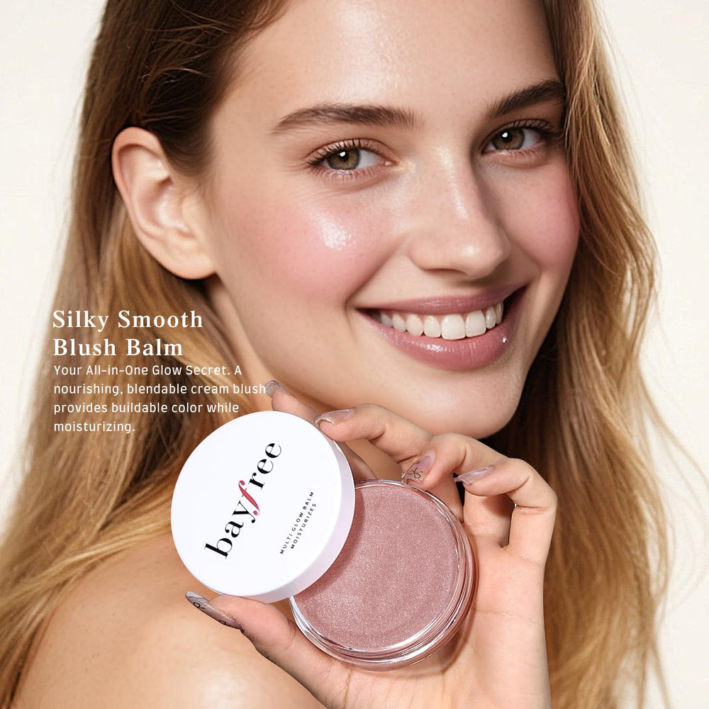 bayfree Multi Glow Balm con dedos controla la intensidad del color.