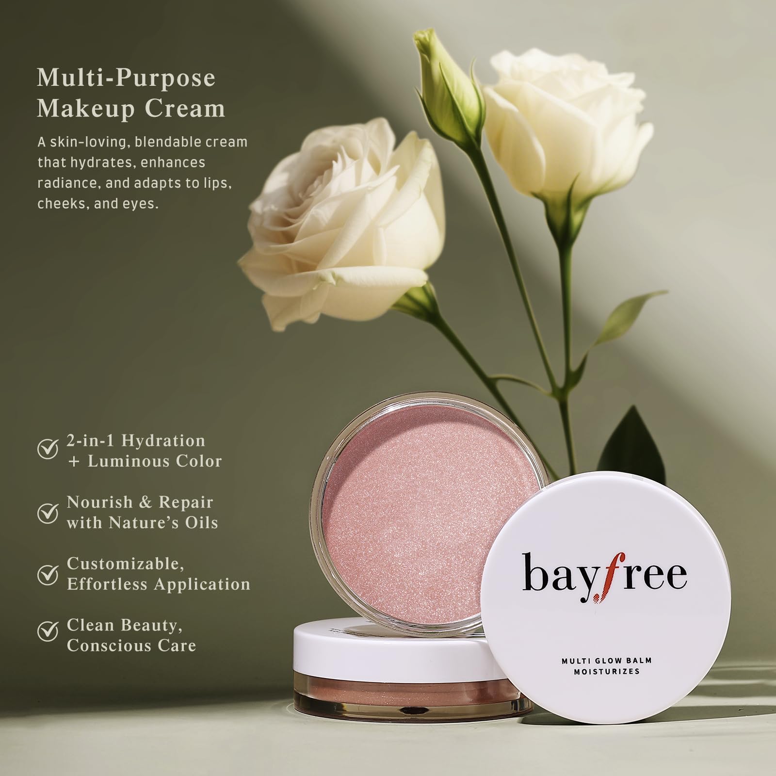 bayfree Multi Glow Balm en los labios para color duradero
