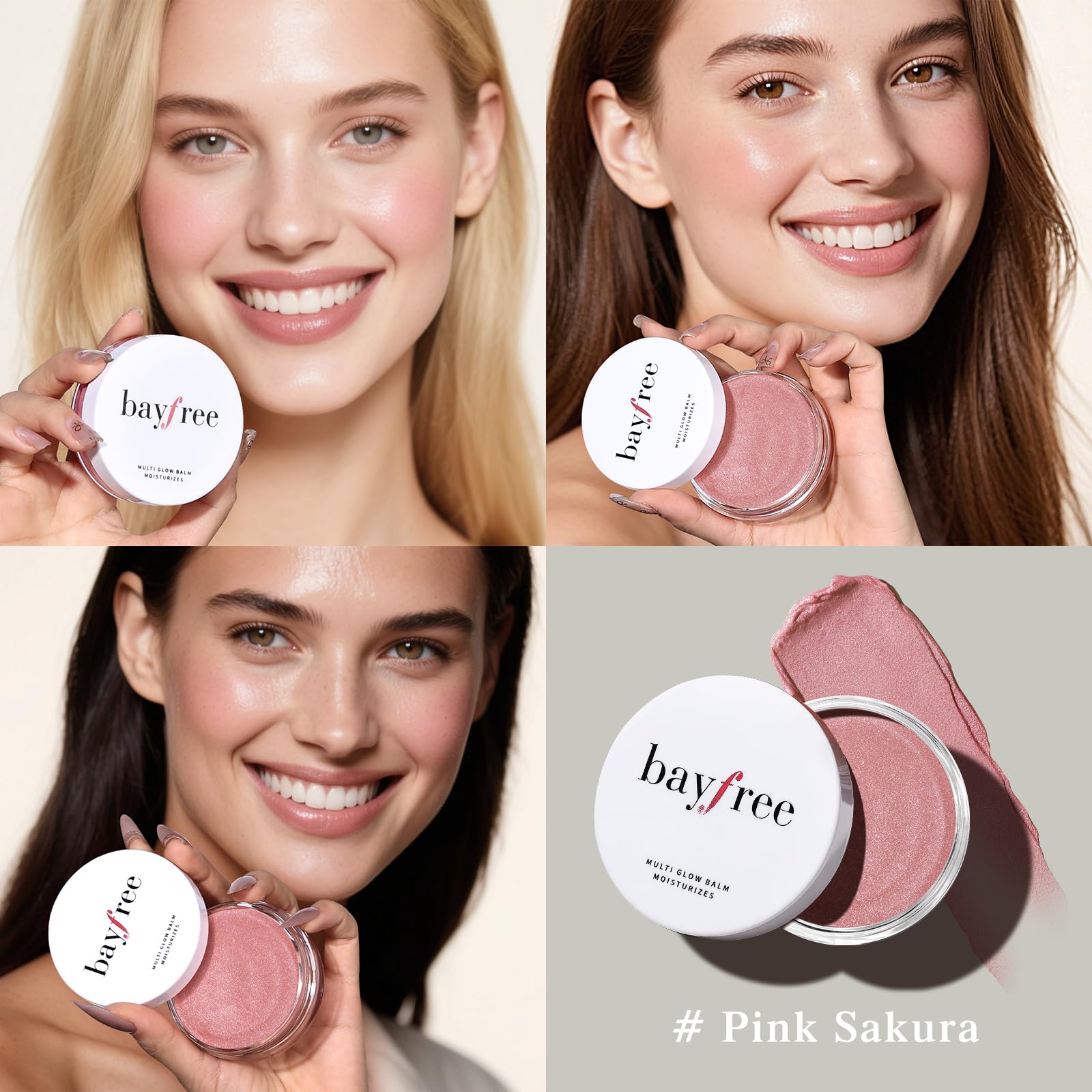 bayfree Multi Glow Balm textura cremosa para rubor natural.