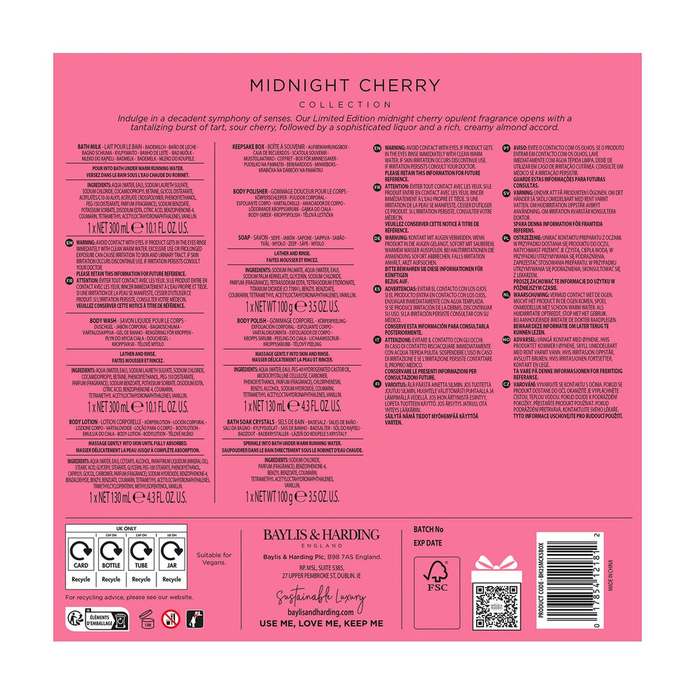 Baylis & Harding Midnight Cherry body polisher for at-home pampering.