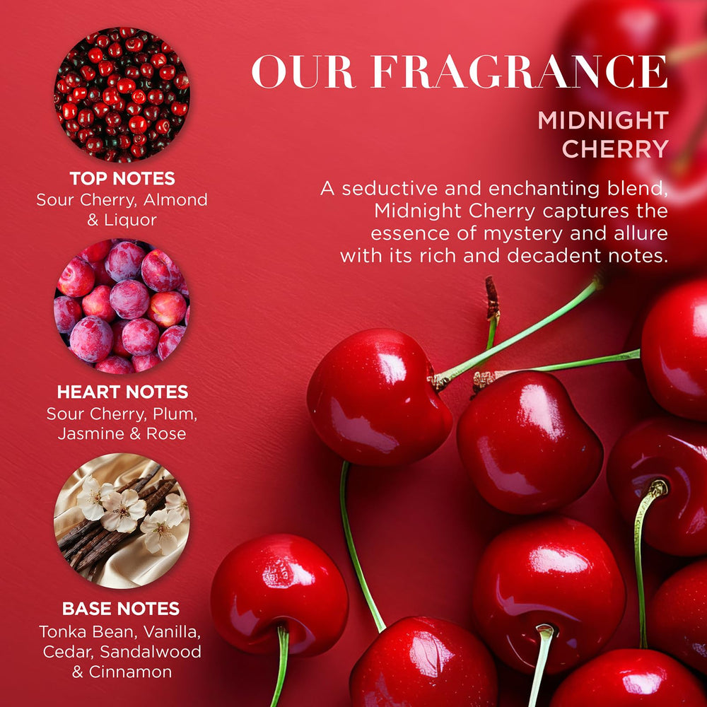 Burbujas de baño Midnight Cherry para un momento de relajación sensorial.